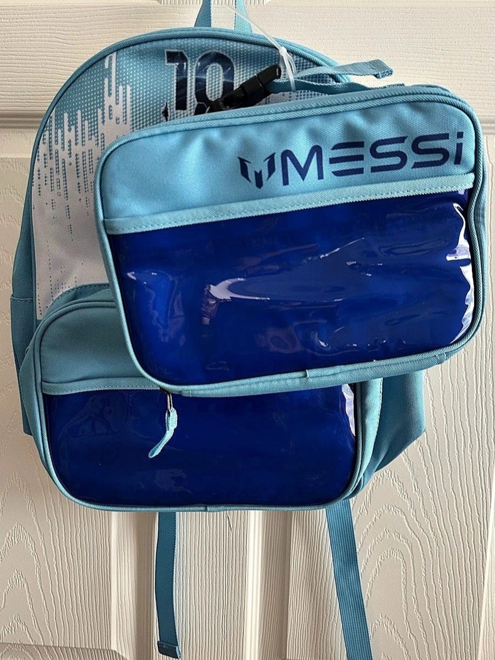 Backpack Messi Kids 16 Inch Soccer with Lunch Box 2-Piece Set Blue new